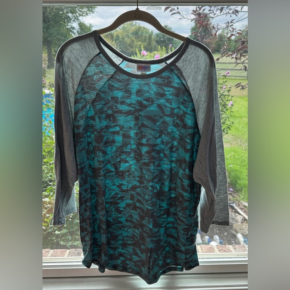 LulaRoe Plus Size Randy, Sz 3XL, Heathered Teal, Charcoal‎ & Gray
